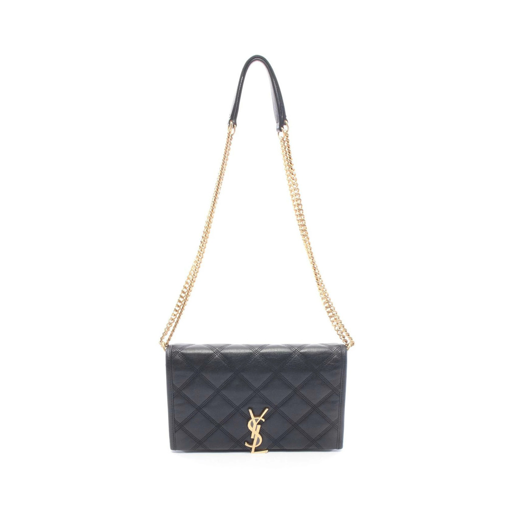 Saint Laurent Paris Becky Leather Shoulder Bag Black